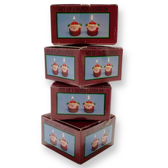 Lincolnshire, Holiday Series, Vintage 70s Tea Light Santa Claus 2" Candles, Mint - Picture 2 of 4